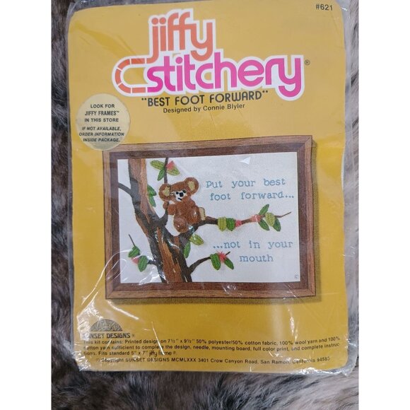 Jiffy Stitchery Best Foot Forward Embroidery Kit Koala Bear by Connie Blyer #621 - Picture 1 of 6